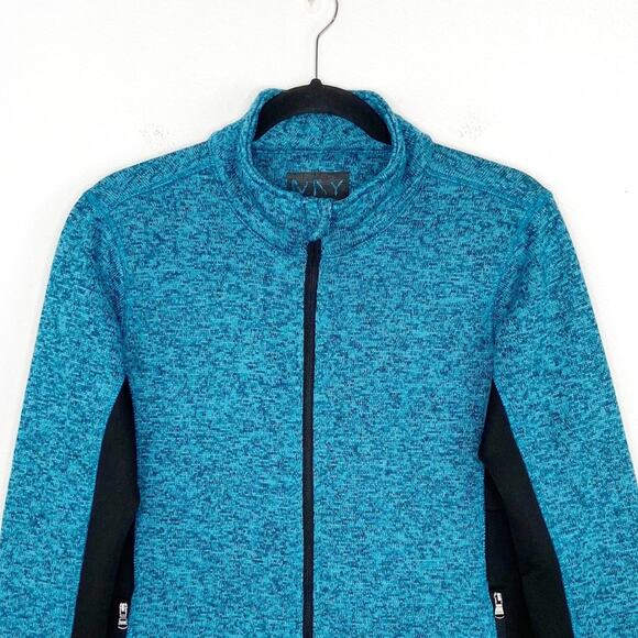 Andrew Marc Womens Full Zip Jacket Sweatshirt Athleisure Medium Teal Black - Picture 4 of 10